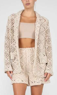 MISS ME All Over Crochet Blazer Jacket