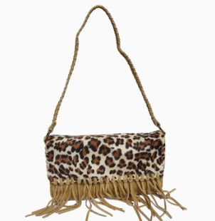 AXESORIA WEST Genuine Suede Leather Fringe Handbag Alberta Boot