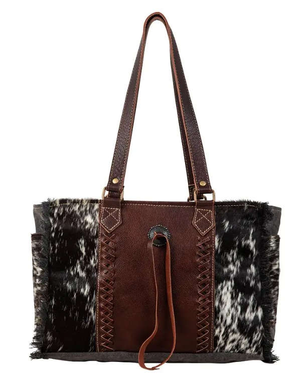 ABCO Rosalinda Cross Stitched Canvas & Hairon Bag