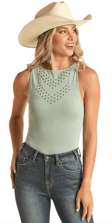 ROCK & ROLL Studded and Washed Bodysuit