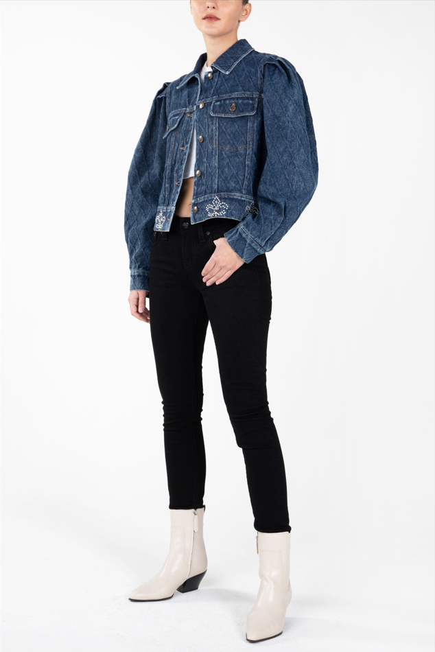 MISS ME Quilted Puff Sleeve Jacket