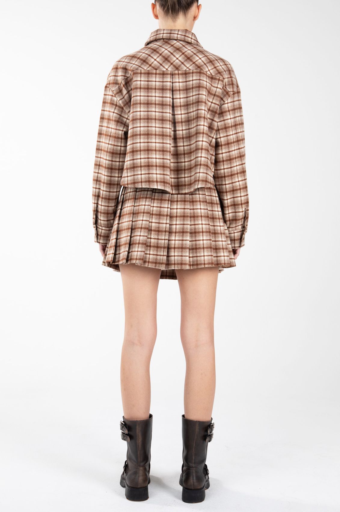MISS ME Heavy Plaid Cropped Jacket