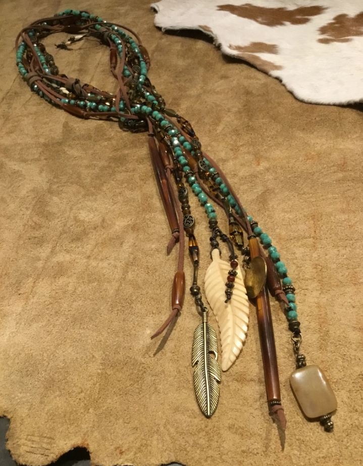 AMY KAPLAN Turquoise & Tortoise Lariat Necklace