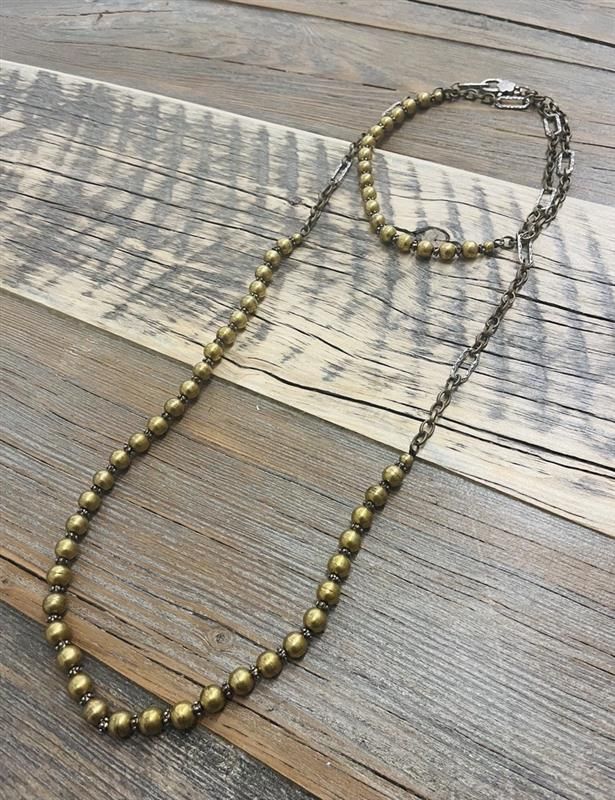 AMY KAPLAN Brass Beads with Chain Necklace