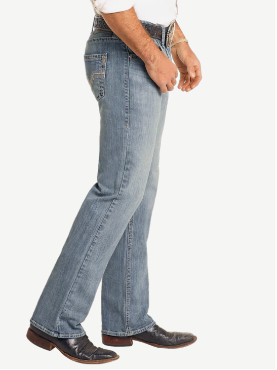 ROCK & ROLL LADDER EMB PISTOL STRAIGHT MEDIUM WASH DENIM