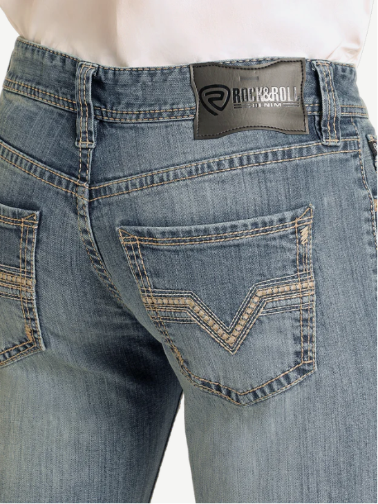 ROCK & ROLL LADDER EMB PISTOL STRAIGHT MEDIUM WASH DENIM