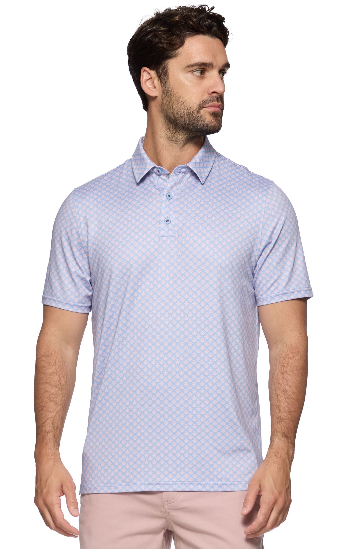 FLAG & ANTHEM Fridley SS Agave Print Performance Polo