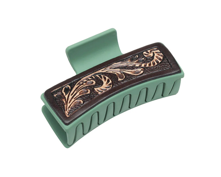 ABCO Sunset Sunflower Hair Comb Clip On Hand Tooled