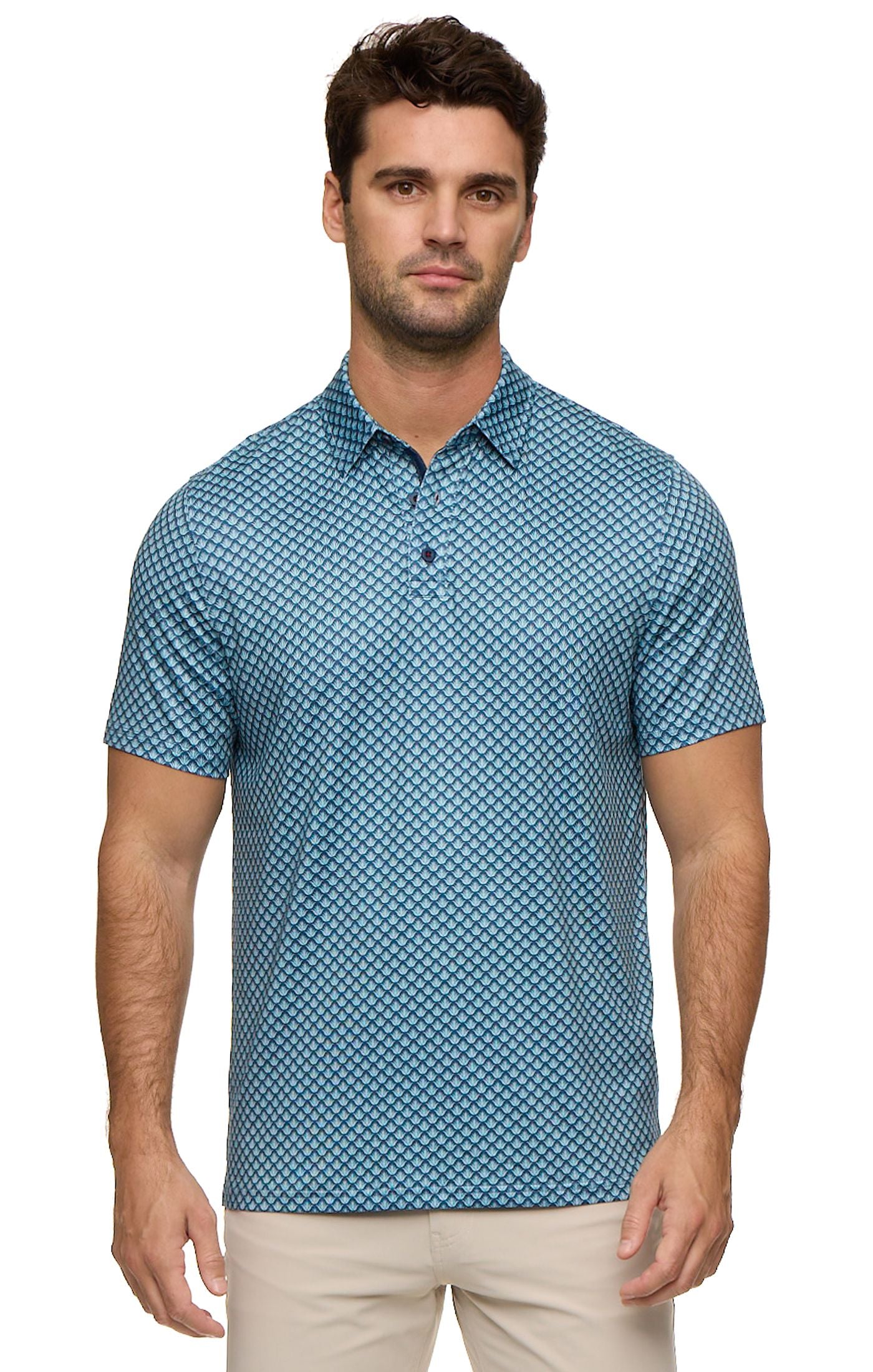 FLAG & ANTHEM Fridley SS Agave Print Performance Polo