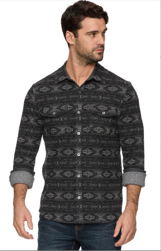 FLAG & ANTHEM Baker LS Southwest Hero Knit Flannel Shirt