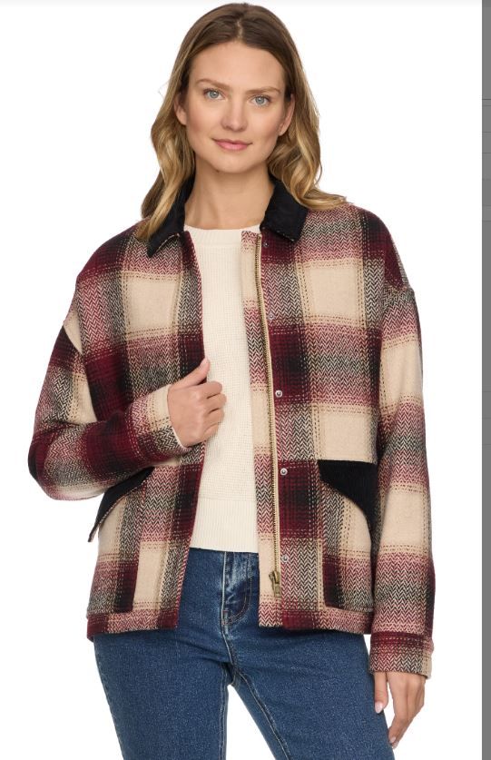 FLAG & ANTHEM Blakely Plaid Chore Jacket With Cord Collar