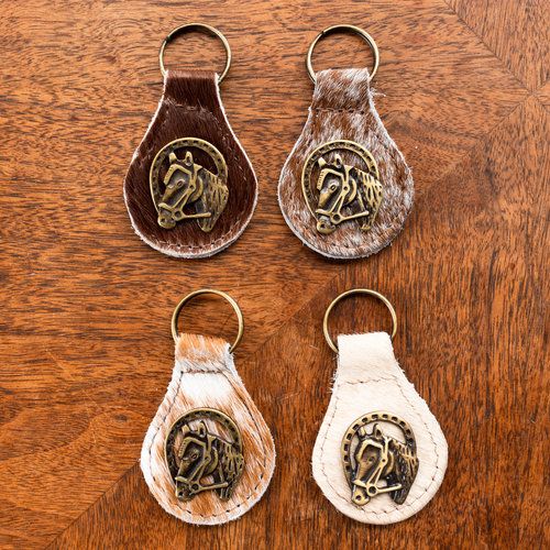 GAUCHO SHEEP & LEATHER Key Fob with Metal Western Accent
