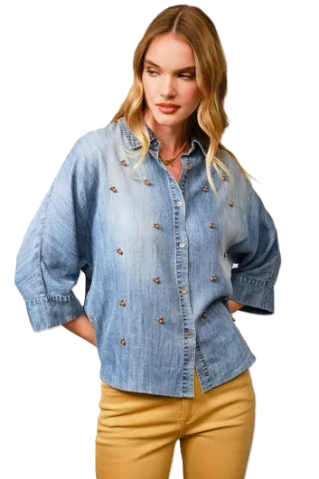 BLUE B Long Sleeve Denim Shirt