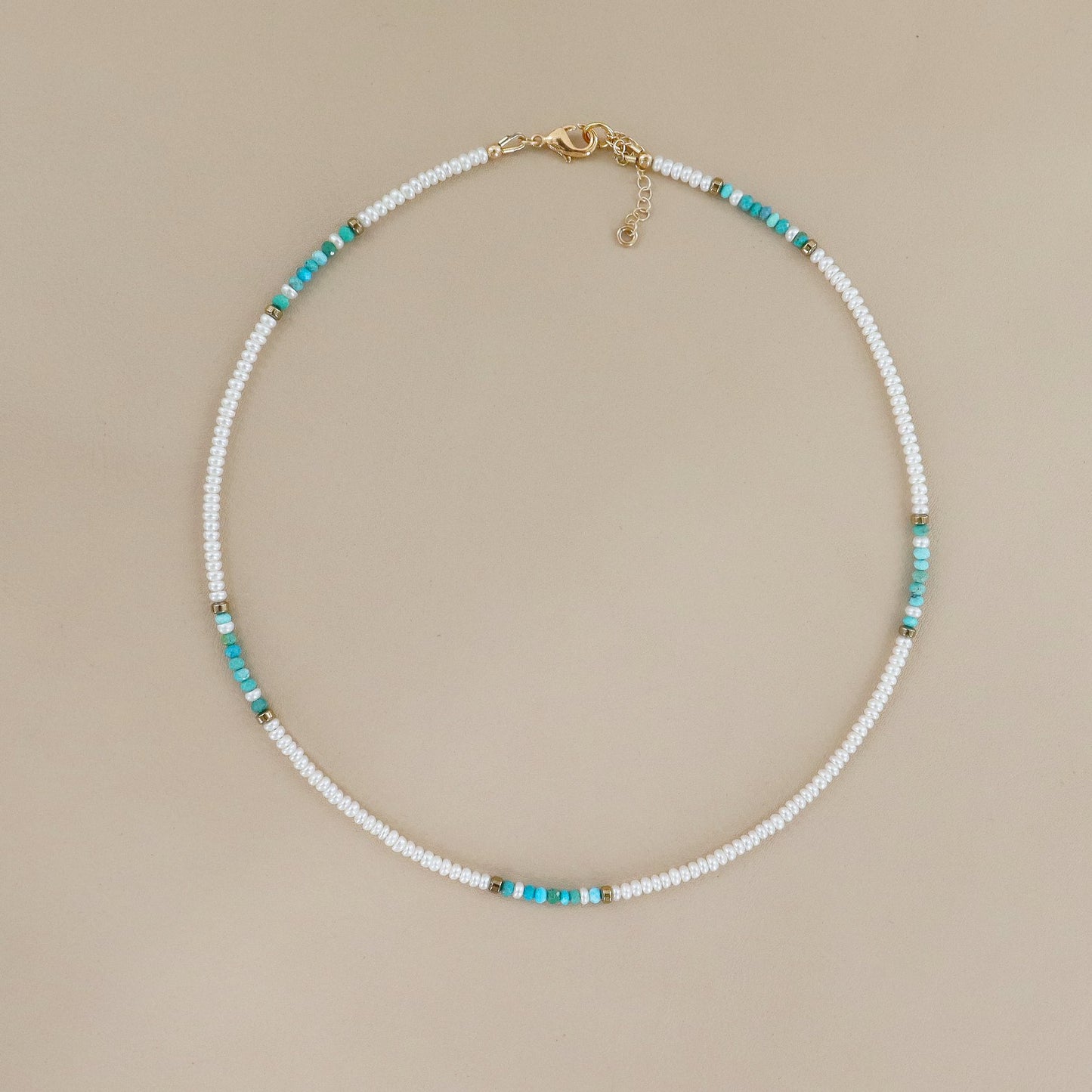 RACHEL NATHAN Mini Pearl & Turquoise Necklace