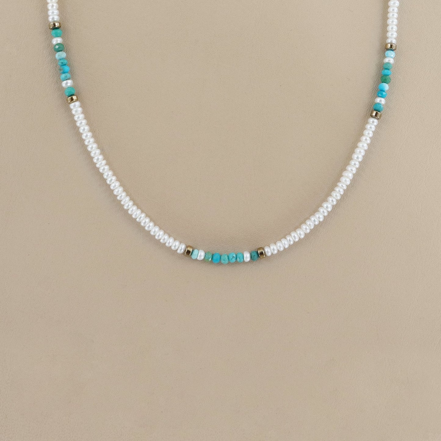 RACHEL NATHAN Mini Pearl & Turquoise Necklace