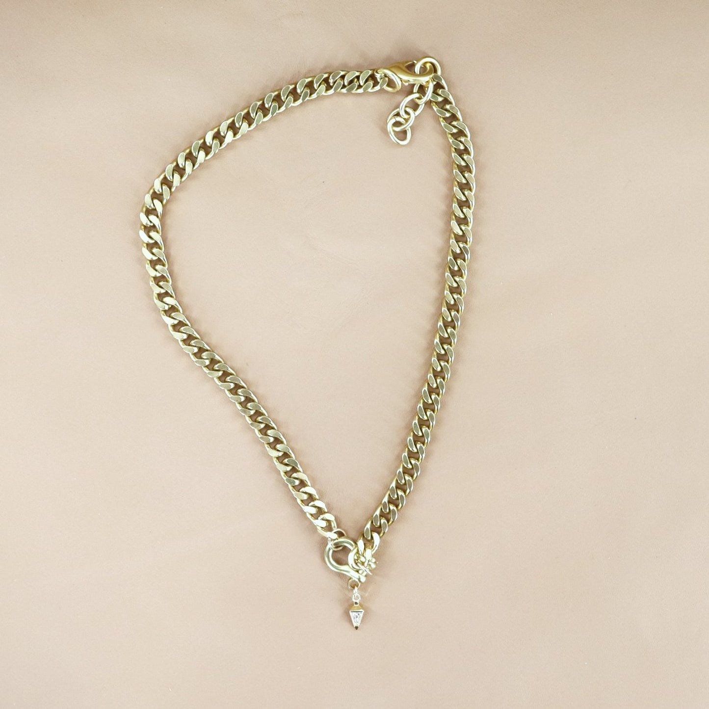 RACHEL NATHAN Shackle Single Art Deco Drop Necklace