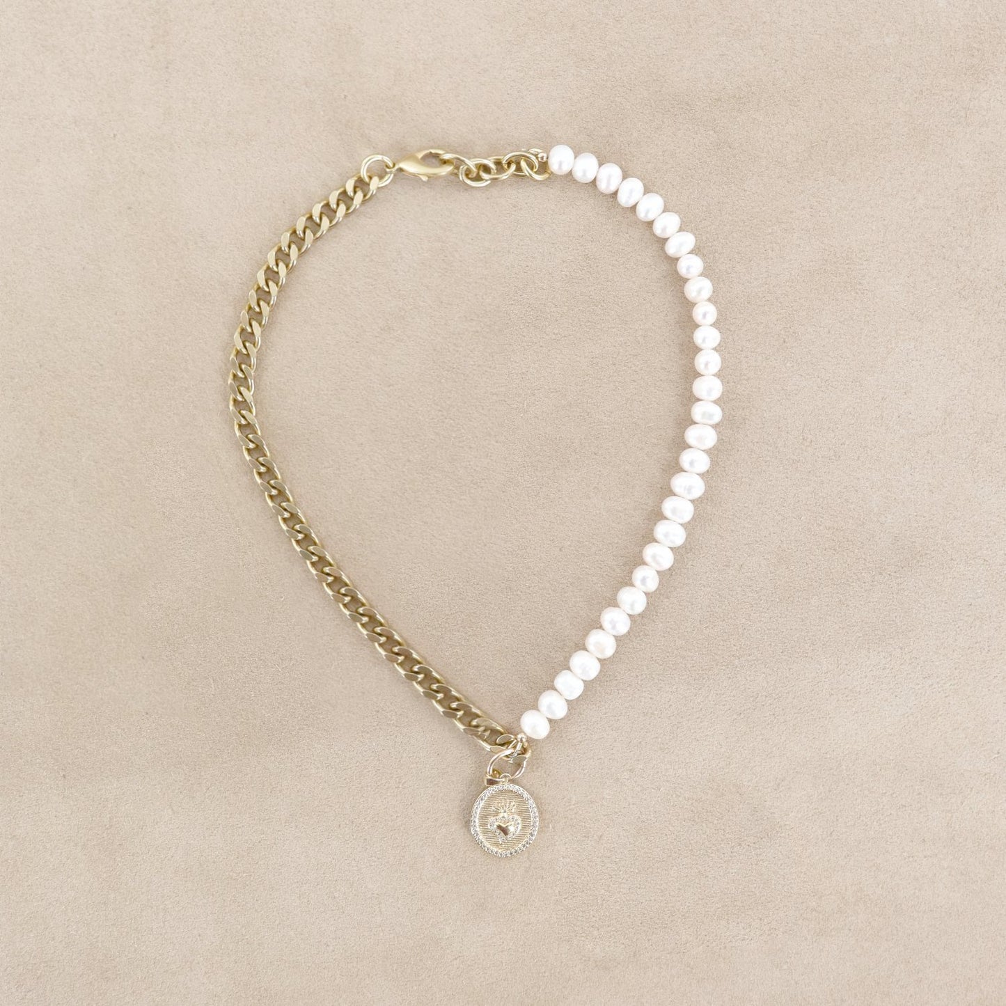 RACHEL NATHAN Pearl & Sacred Heart Necklace