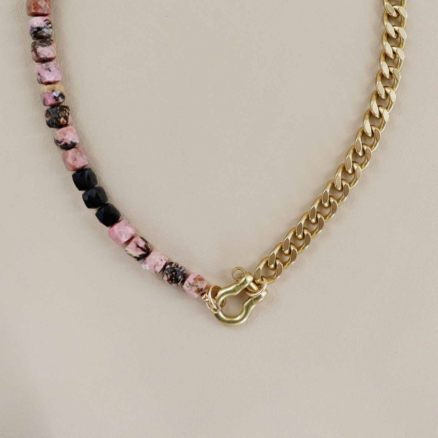 RACHEL NATHAN Shackle Single Rhodonite Necklace
