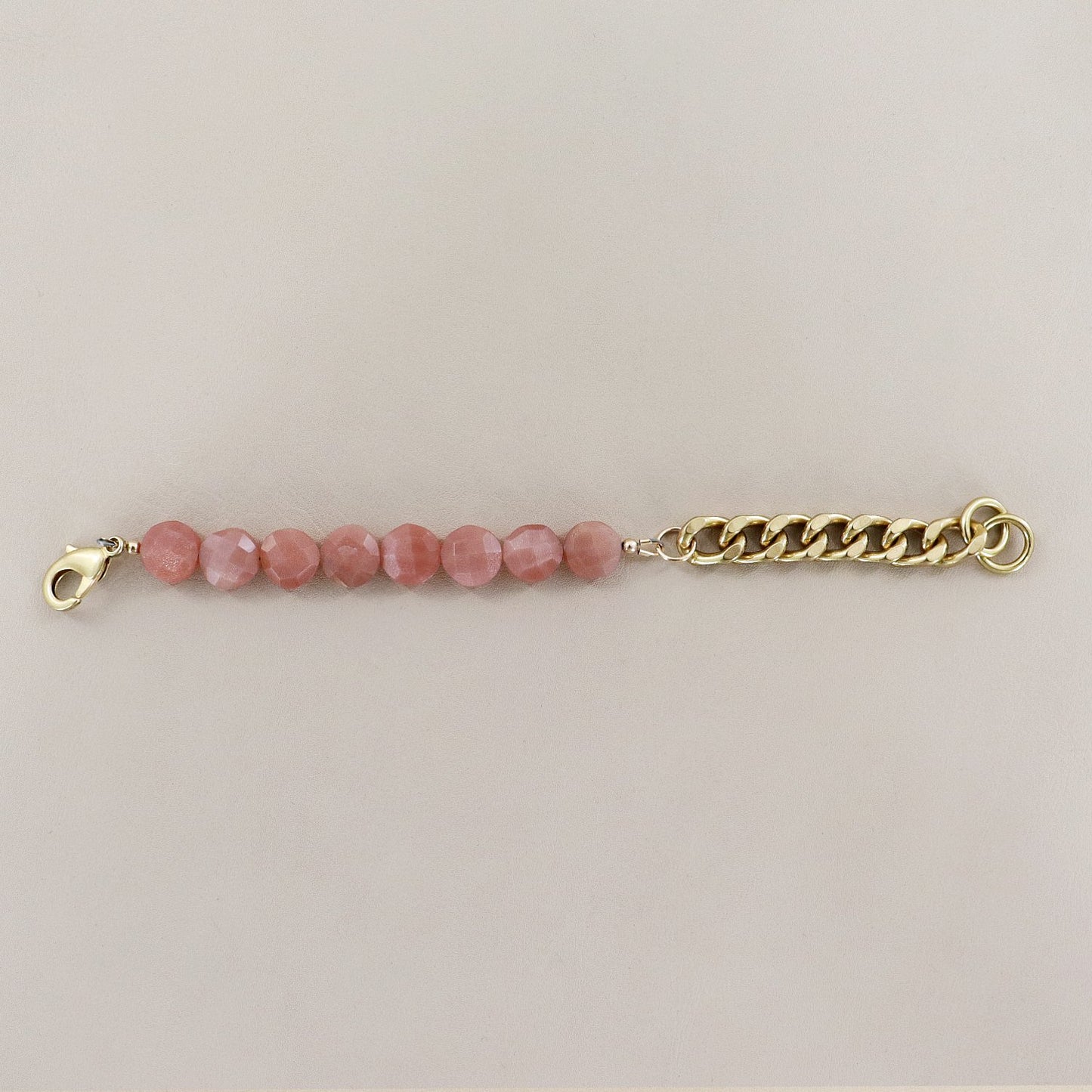 RACHEL NATHAN Remix Peach Moonstone Coin Bracelet