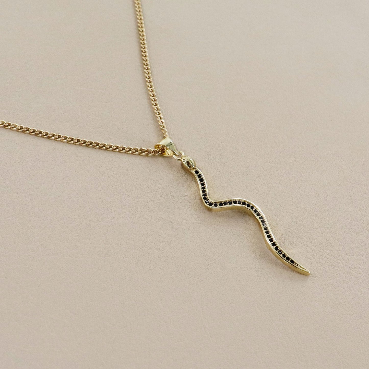 RACHEL NATHAN Black Crystal Snake Necklace