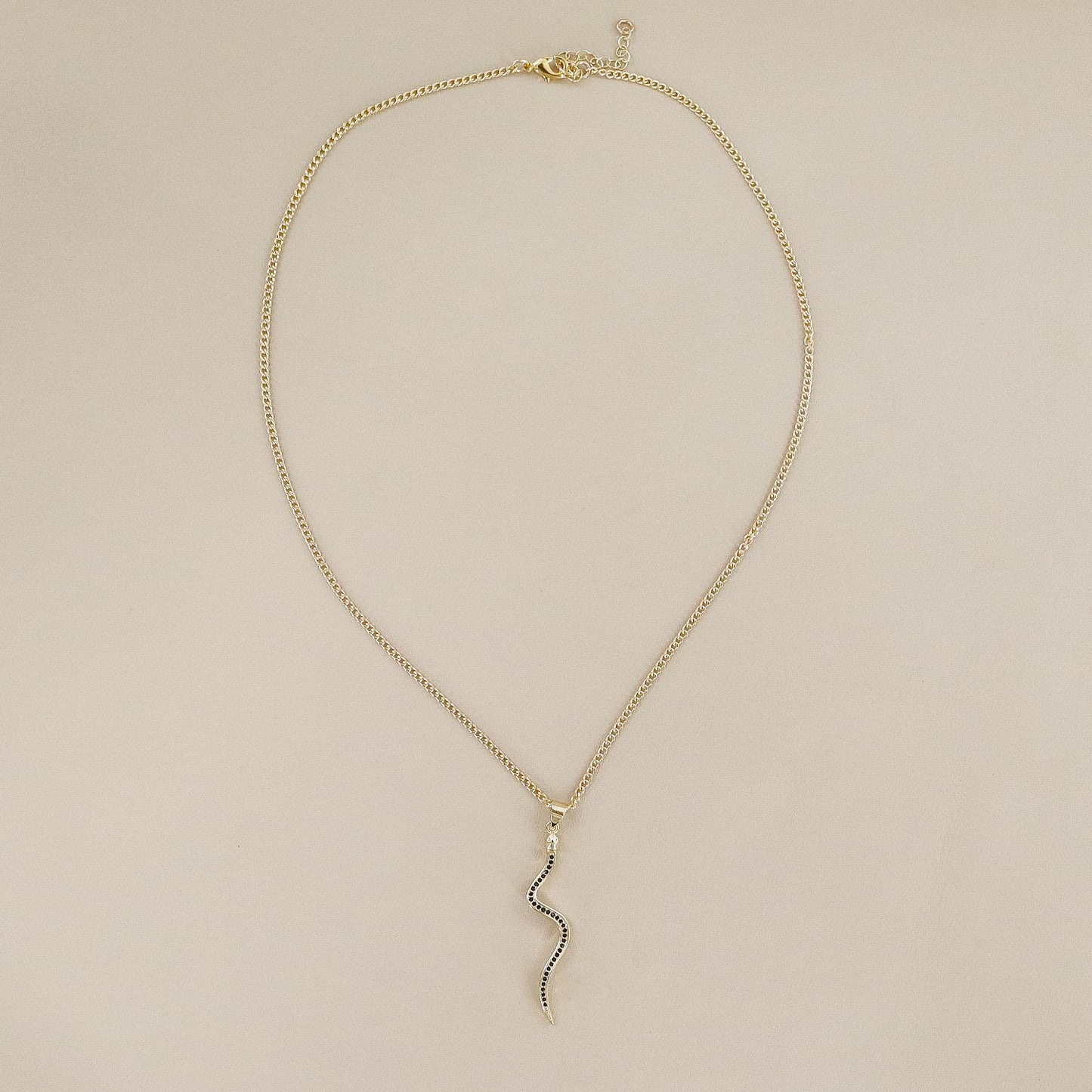 RACHEL NATHAN Black Crystal Snake Necklace