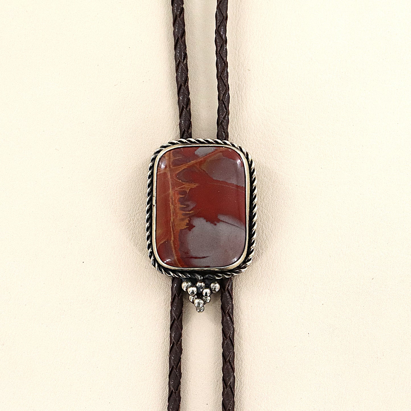 PAIGE WALLACE Coral Norean & Zebra Braided Leather Bolo Tie
