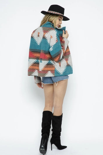 BLUE B Soft Comfy Light Weight Aztec Pattern Jacket