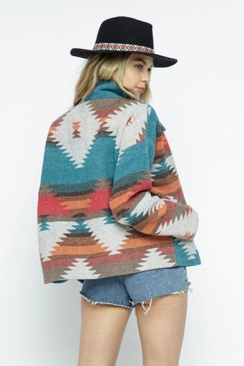 BLUE B Soft Comfy Light Weight Aztec Pattern Jacket