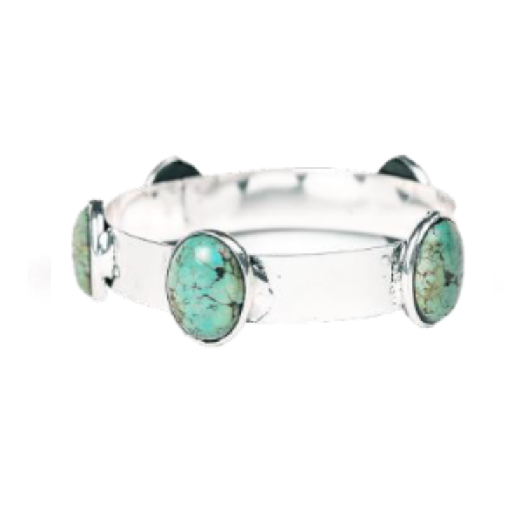 ABCO Burnished Bangle with 5 Turquoise Oval Stones