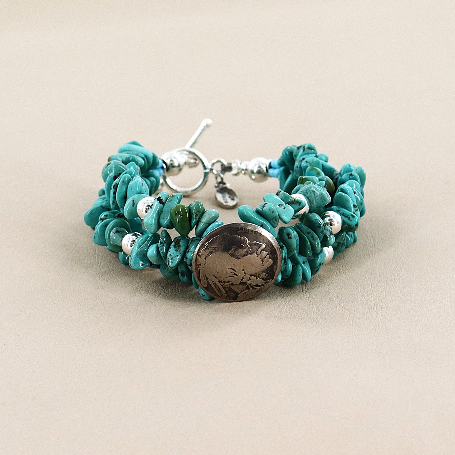 PAIGE WALLACE 3 Strands Turquoise Nickel Center Bracelet