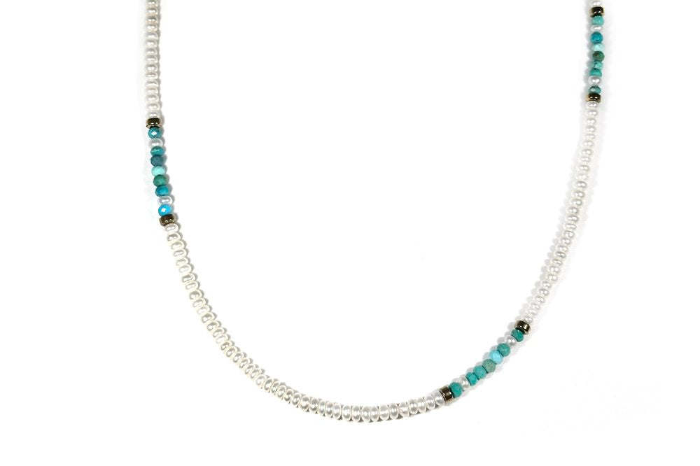 RACHEL NATHAN Mini Pearl & Turquoise Necklace