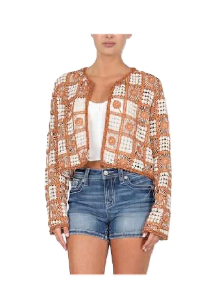 MISS ME Floral Crochet Cardigan