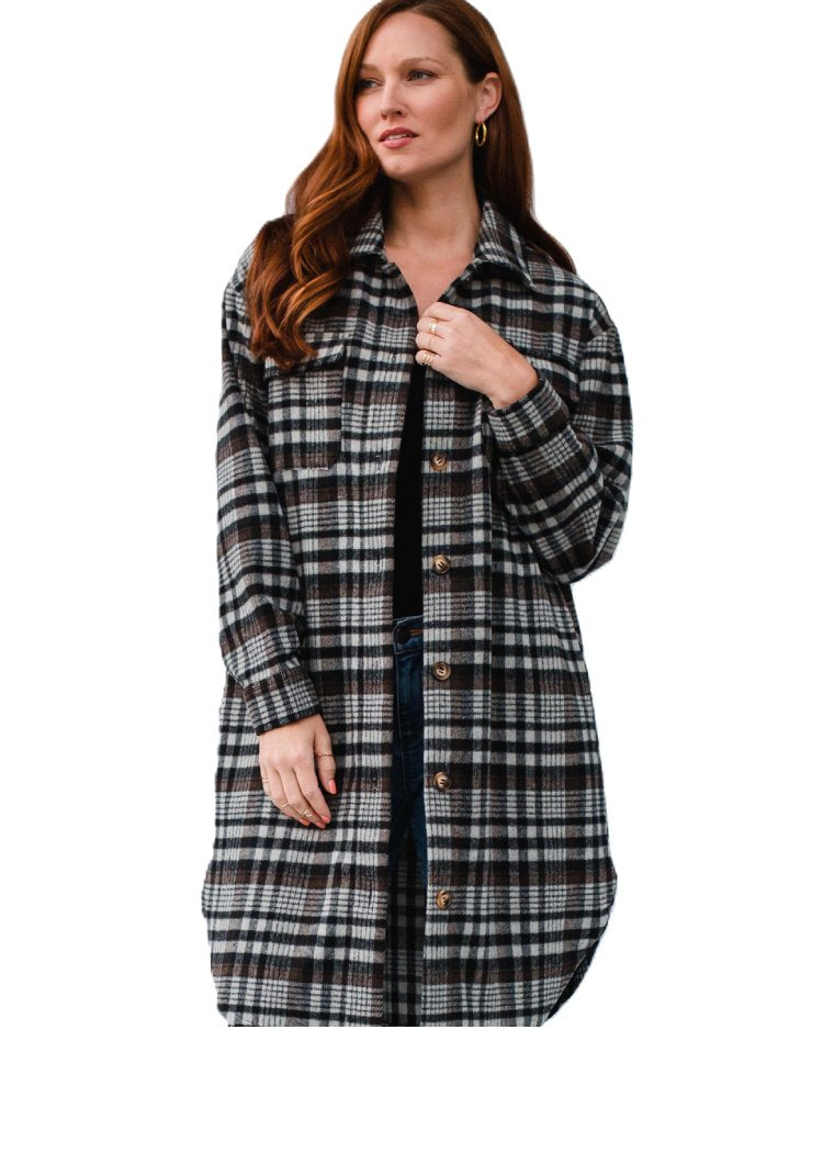PANACHE Plaid Long Flannel Shirt