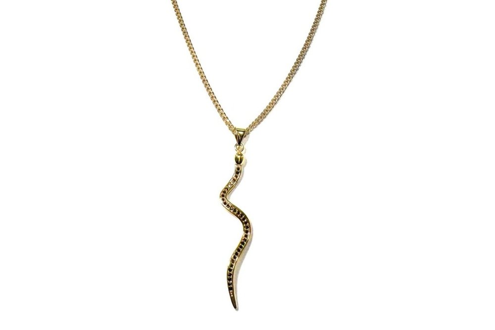 RACHEL NATHAN Black Crystal Snake Necklace