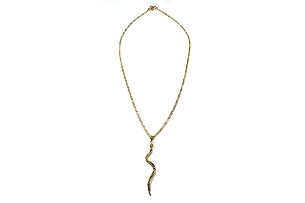 RACHEL NATHAN Black Crystal Snake Necklace