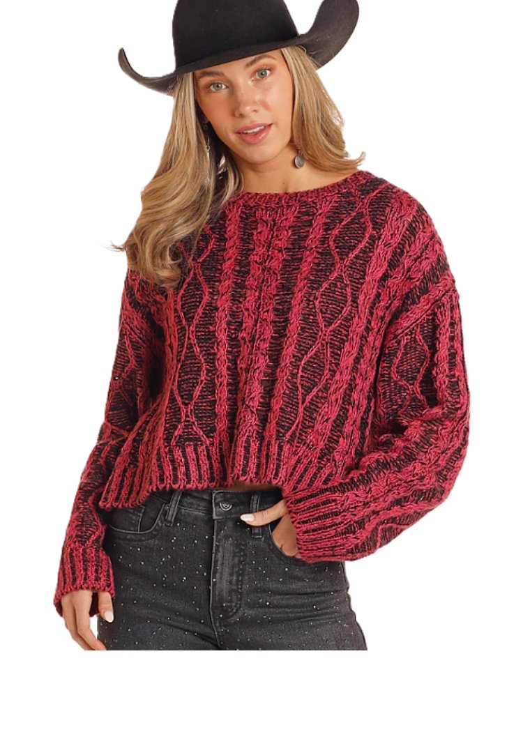 ROCK & ROLL Cable Knit Boxy Sweater