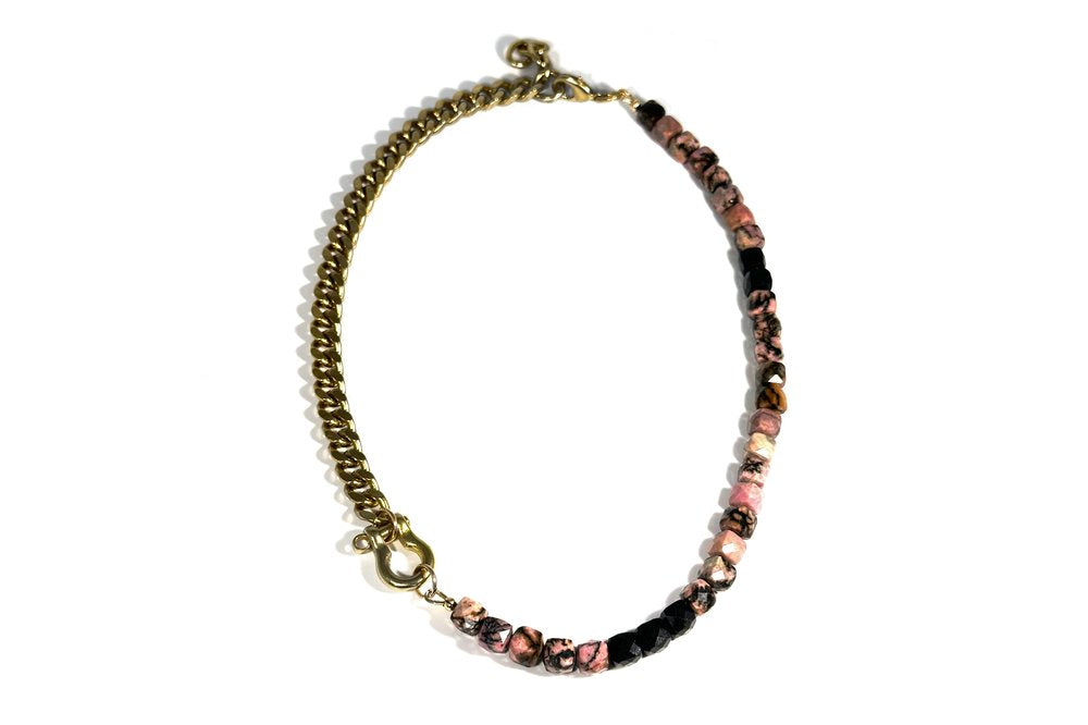 RACHEL NATHAN Shackle Single Rhodonite Necklace