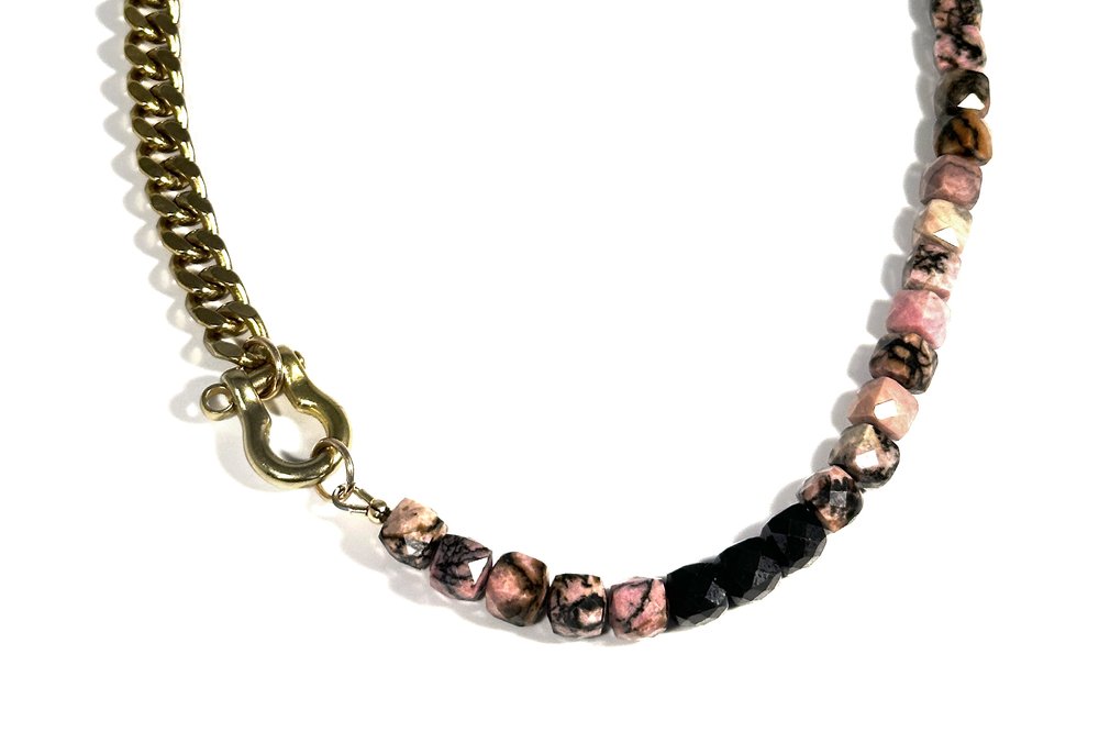 RACHEL NATHAN Shackle Single Rhodonite Necklace