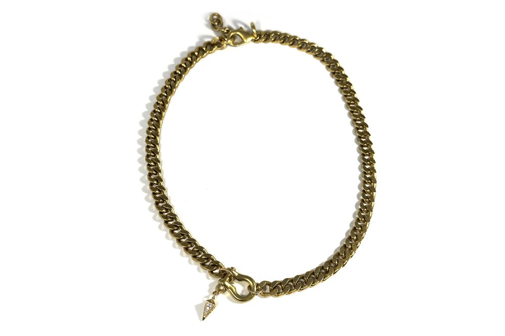 RACHEL NATHAN Shackle Single Art Deco Drop Necklace