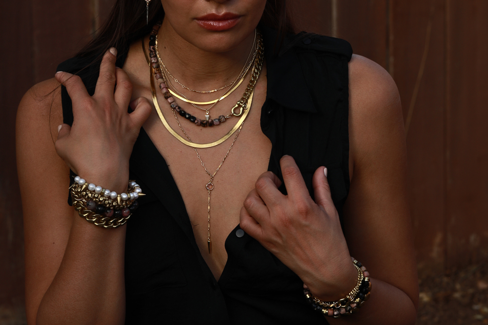 RACHEL NATHAN Shackle Single Rhodonite Necklace