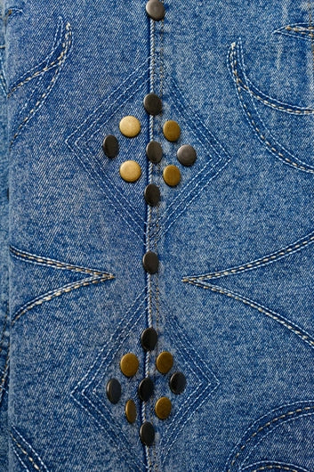 BLUE B Studded Western Buckle Stretch Denim Dress
