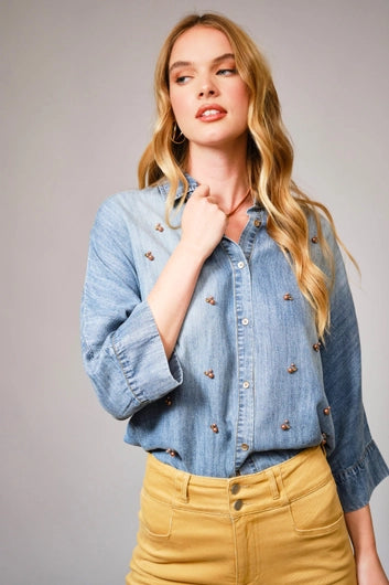 BLUE B Long Sleeve Denim Shirt