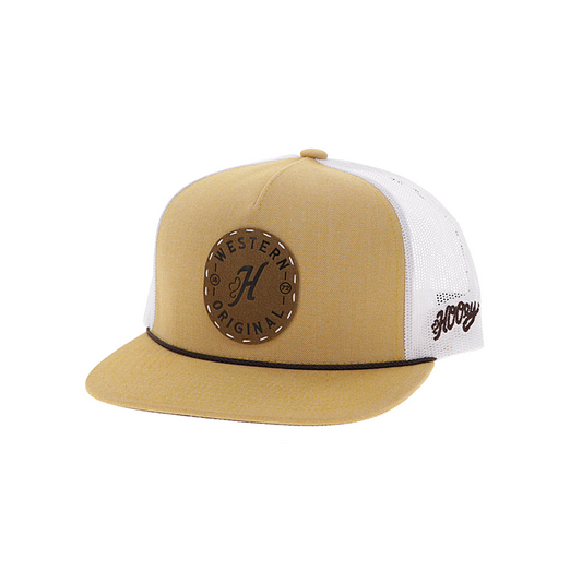 HOOEY 5 Panel Trucker Hat with Leather Circle Patch