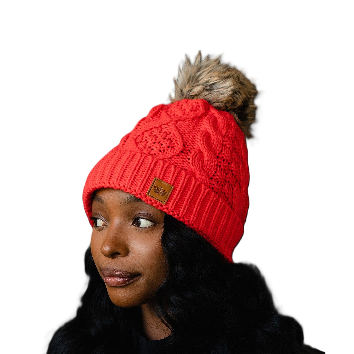 PANACHE Cable Knit Pom Hat