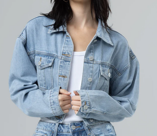CEROS Cropped Boyfriend Denim Jacket