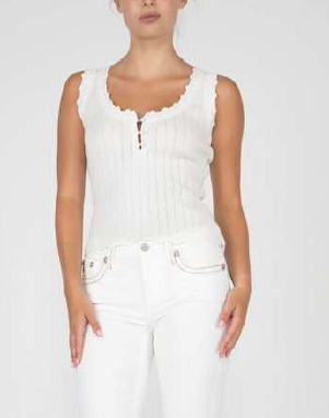 MISS ME Ribbed Tank with Button Detail
