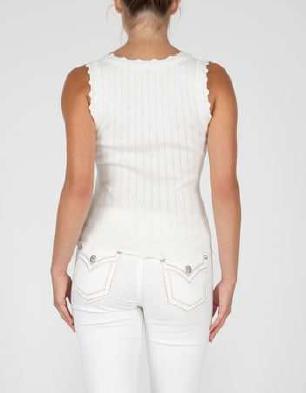 MISS ME Ribbed Tank with Button Detail