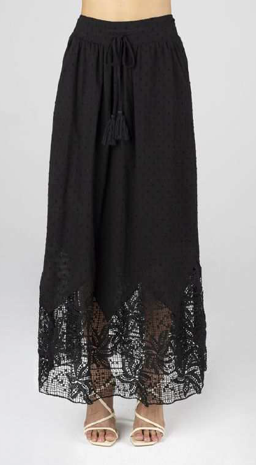 MISS ME Long Crochet Flowy Shirt with Tassel