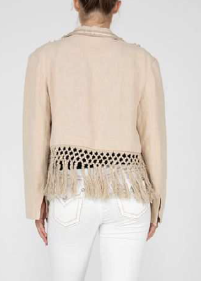 MISS ME Fringe Linen Blazer Jacket