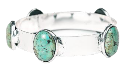 ABCO Burnished Bangle with 5 Turquoise Oval Stones